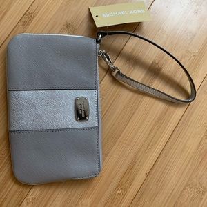 NWT - Silver Michael Kors Wristlet